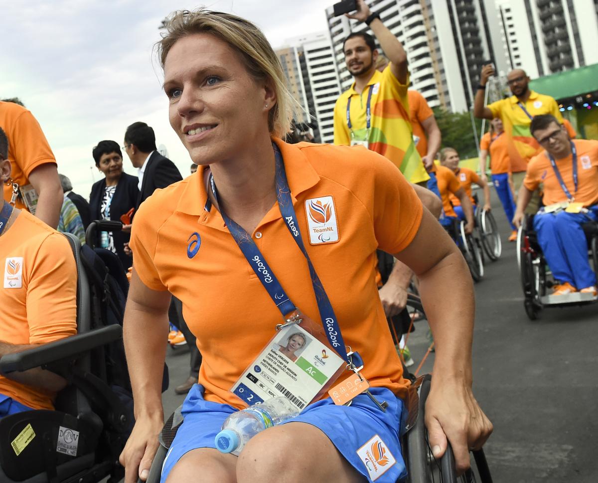 Esther Vergeer a female Para athlete in a wheelchair