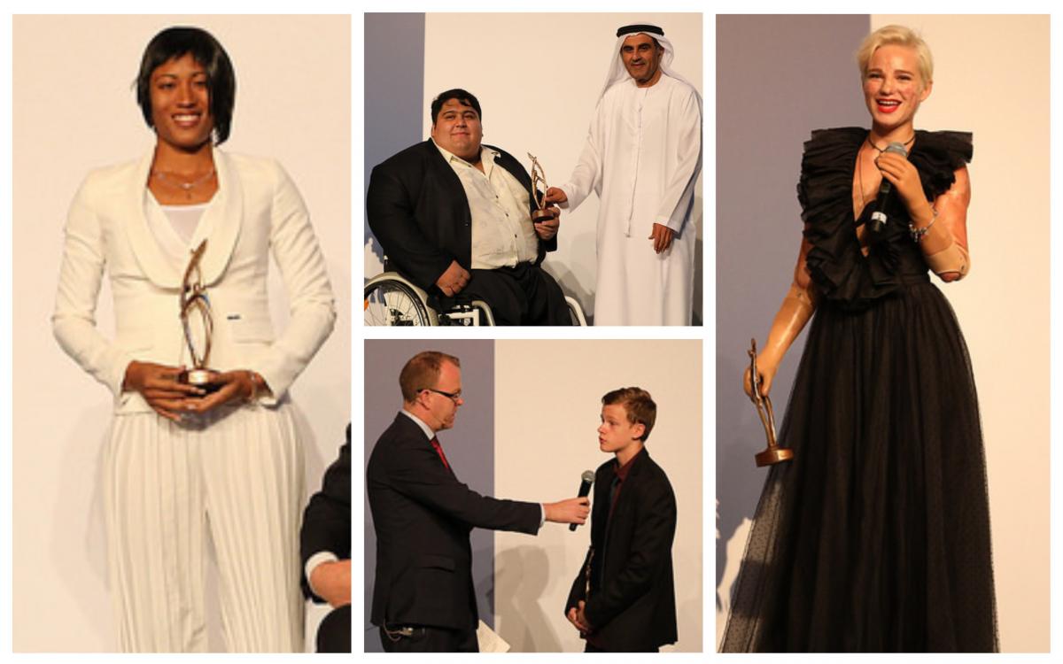 Para athletes receive their awards on stage