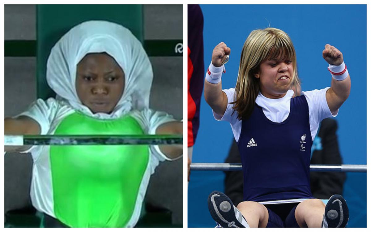Latifat Tijani Zoe Newson - collage two female Powerlifters on the bench