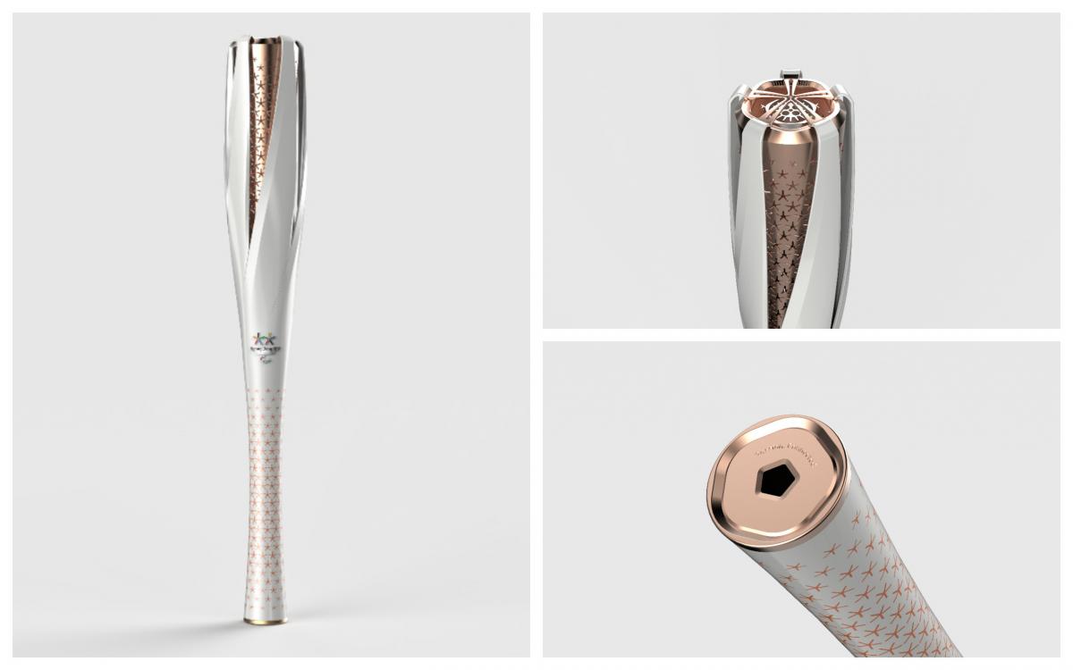 PyeongChang 2018 torch a white and gold torch