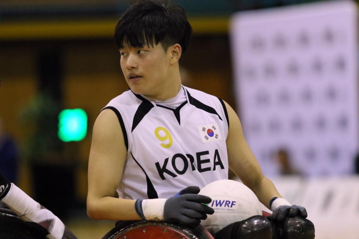 a male wheelchair rugby player