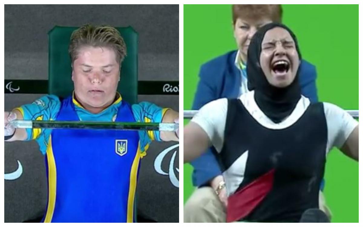 two female Para powerlifters on the bench