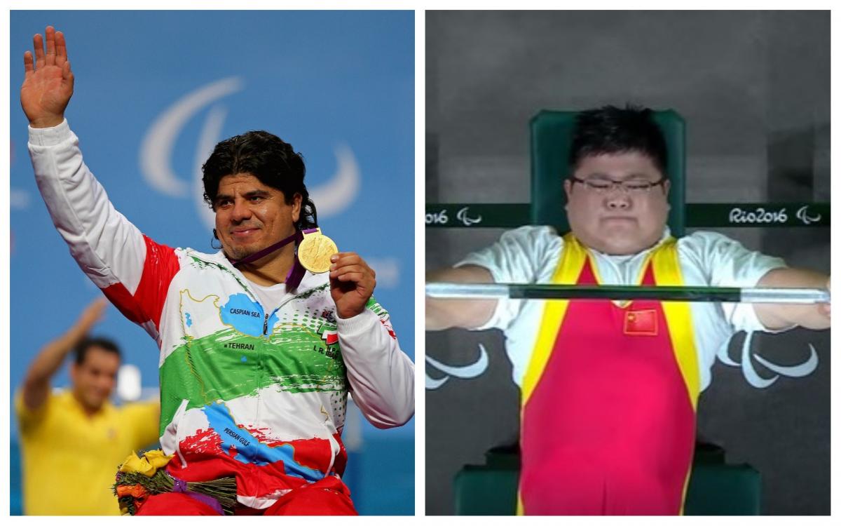 Majid Farzin vs. Gu Xiaofei two male Para powerlifters