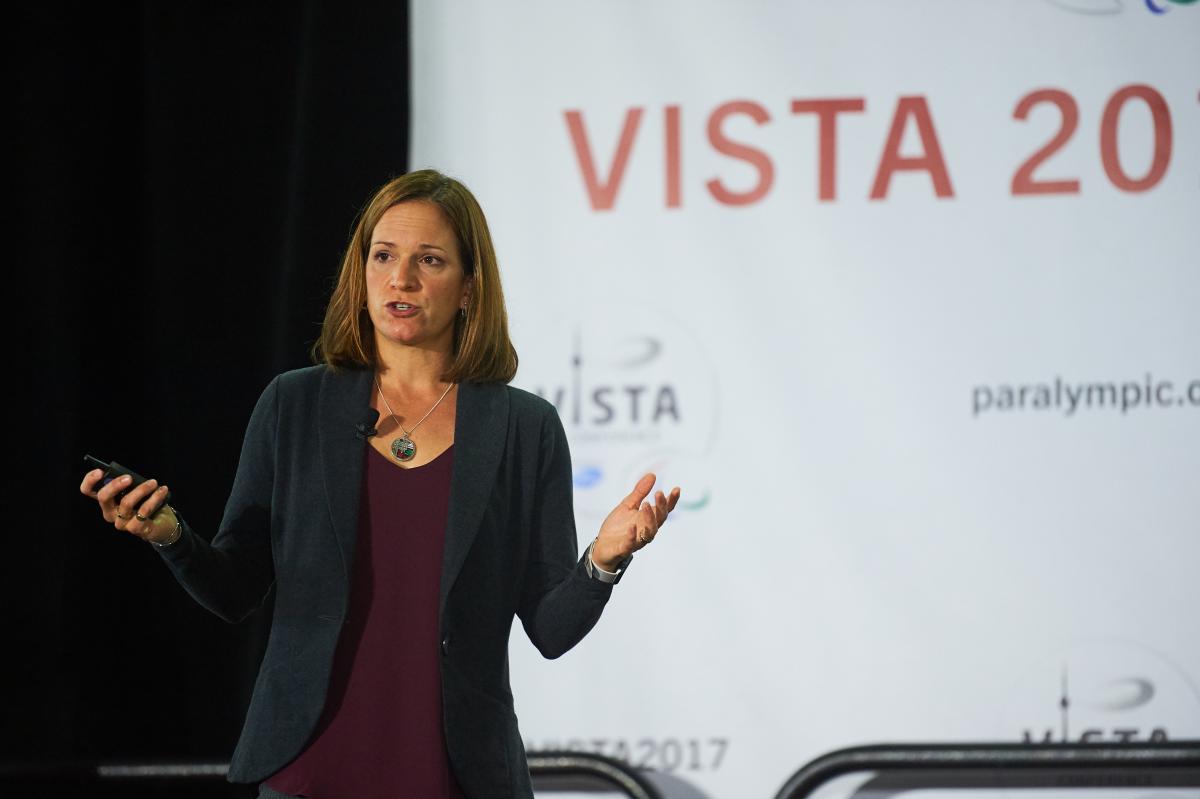 Dr. Laura Misener delivers her keynote address on the final day of VISTA 2017 in Toronto, Canada.
