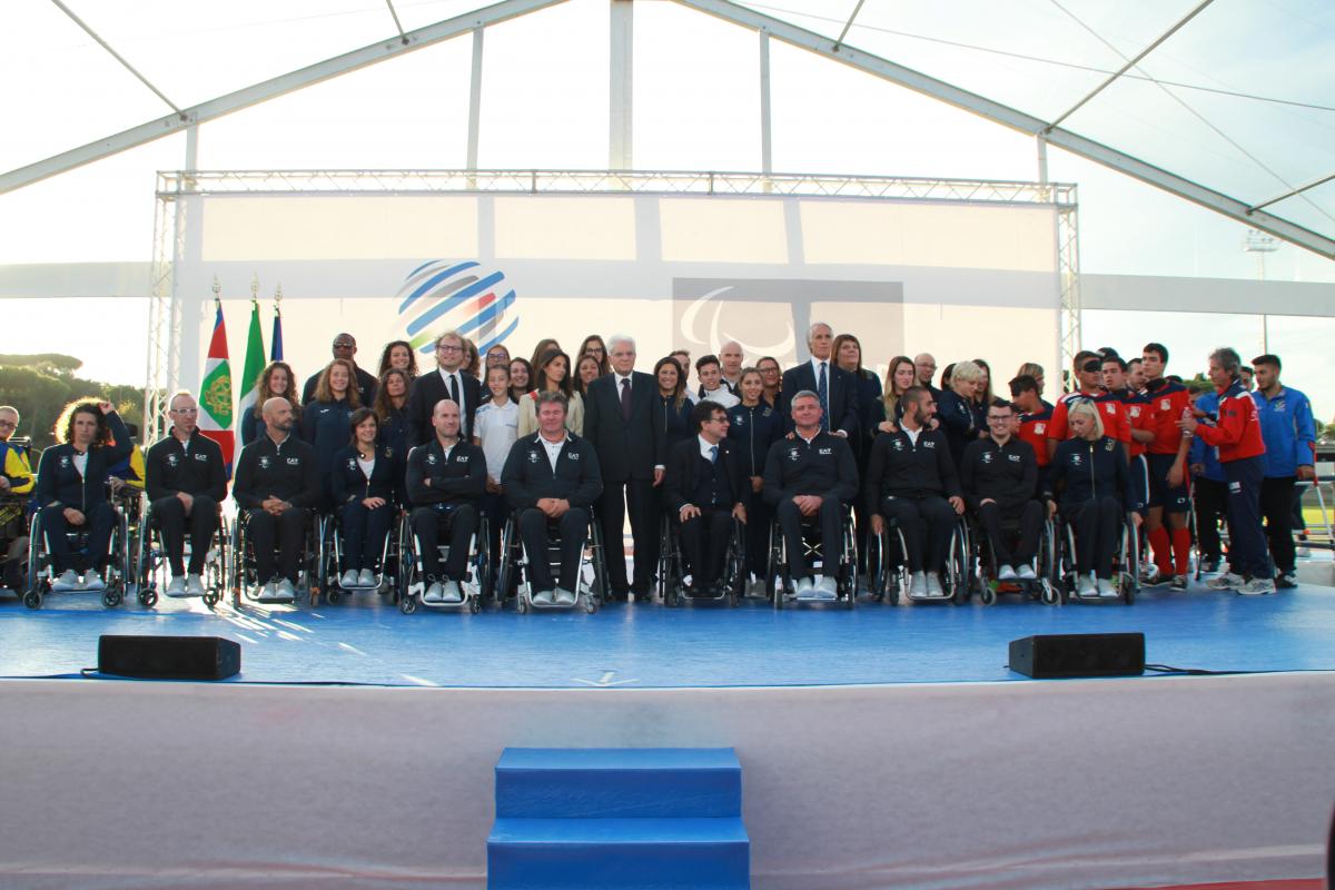 Italian Paralympic Centre inaugaration a group of people smile for the camera