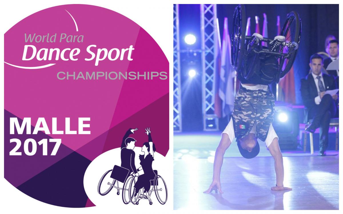 Yermain Hernandez - collage a male wheelchair dancer does a handstand