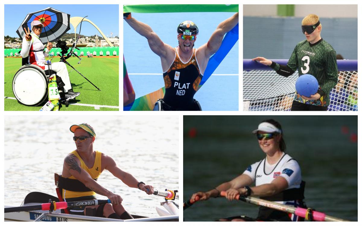 September athlete of the month - collage five Para athletes compete in their sports