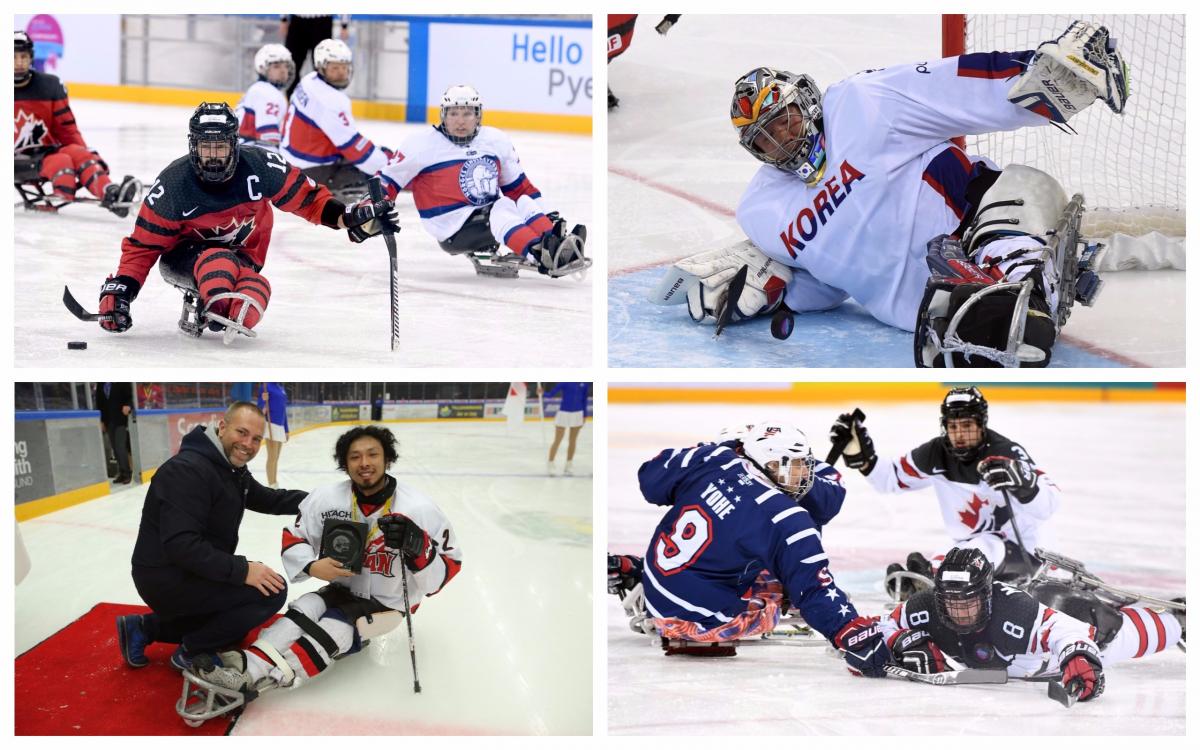 Para ice hockey - ones to watch collage Para ice hockey players competing on the ice