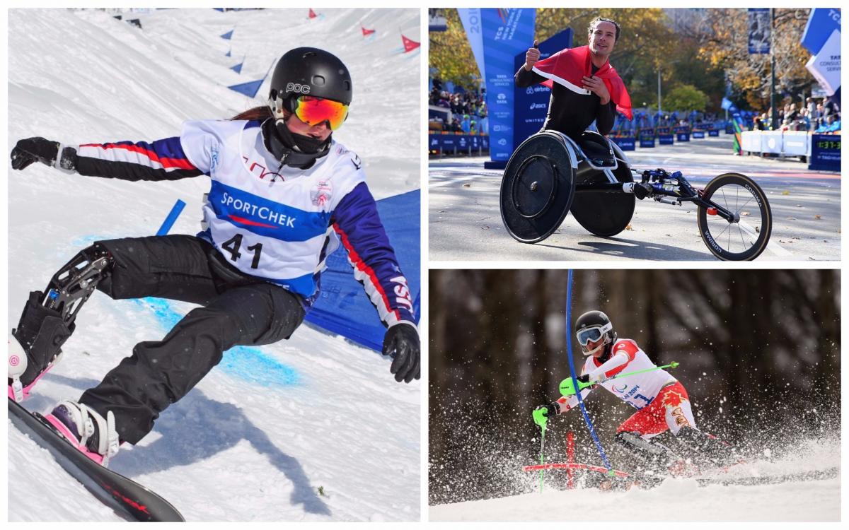 November 2017 preview - collage Para athletes compete in athletics, snowboard and alpine skiing