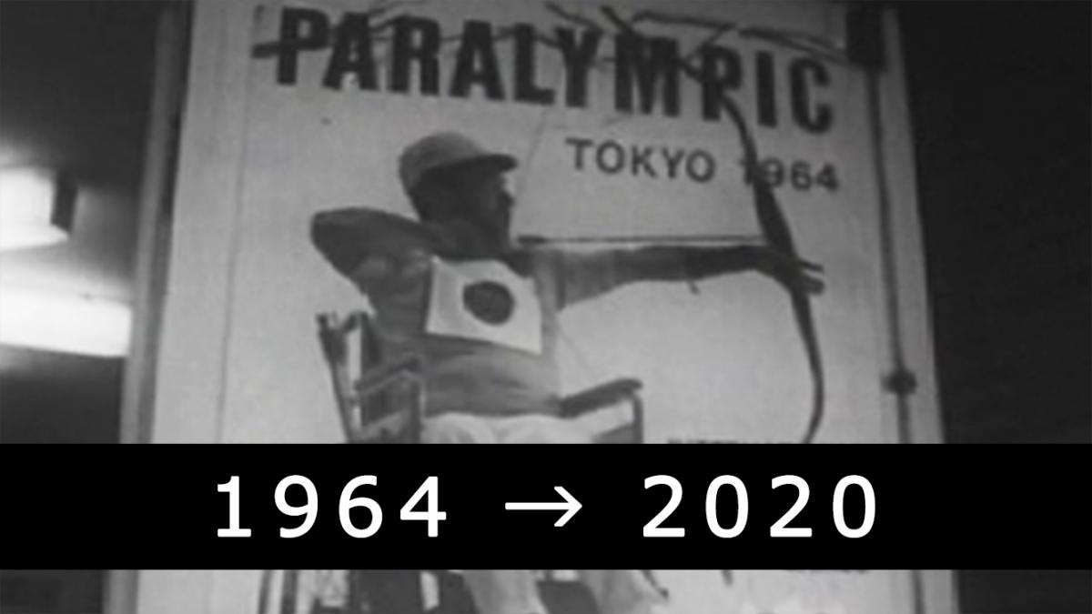Tokyo 1964 A black and white photograph of a Paralympic poster in Japan