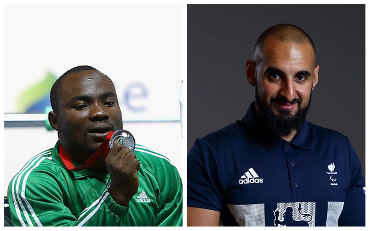 Roland Ezuriuke Ali Jawad collage two male Para powerlifters