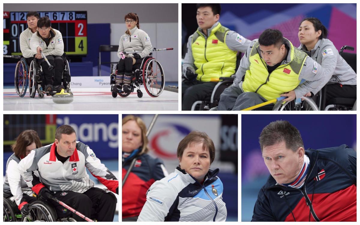 Wheelchair curling Ones to Watch - collage wheelchair curlers competing at their sports