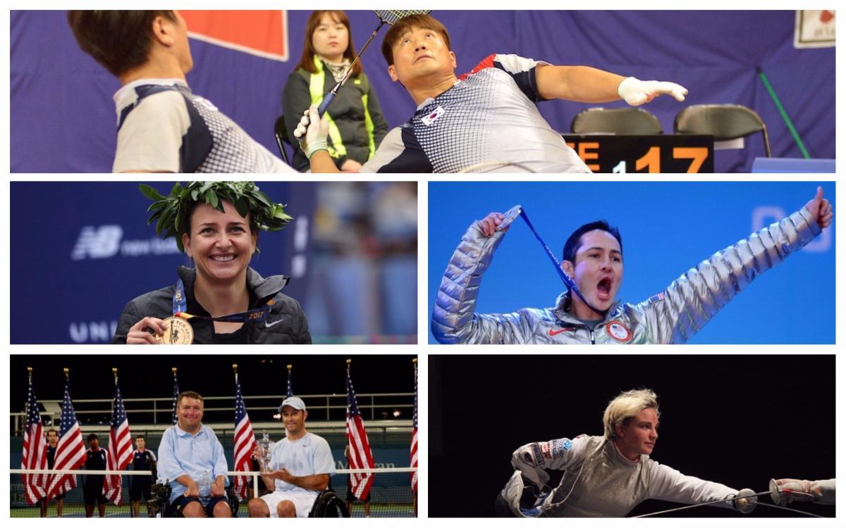 Picture collage of five athletes