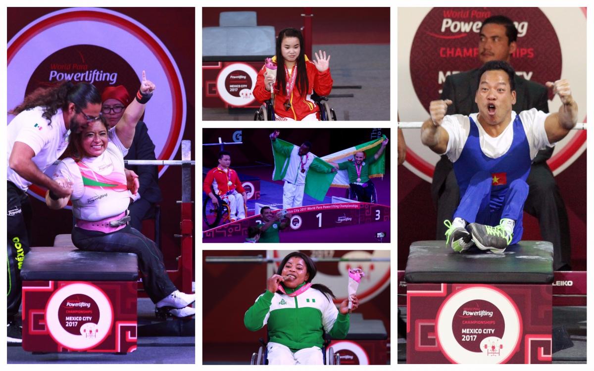 Five powerlifters celebrate winning gold