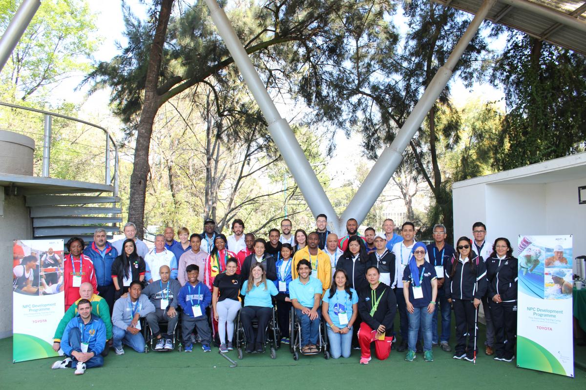 Participants of the Agitos Foundation Training Camp Mexico 2017 camp pose for a group picture