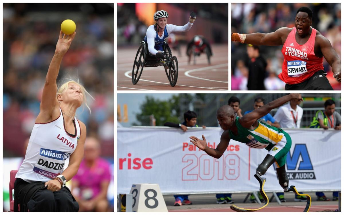12 Athletes of Christmas - collage Two male and two female Para athletes competing at their sports