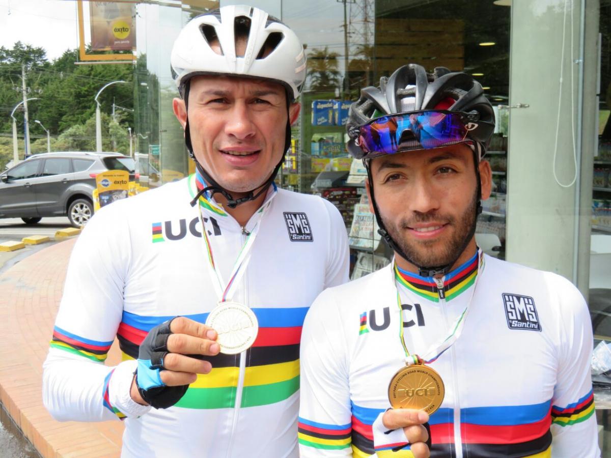 Nelson Serna and guide Marlon Perez a male Para cycling tandem