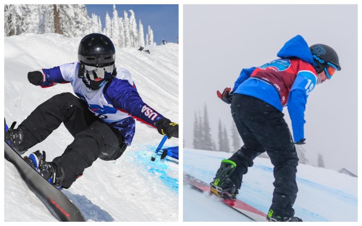 two male Para snowboarders