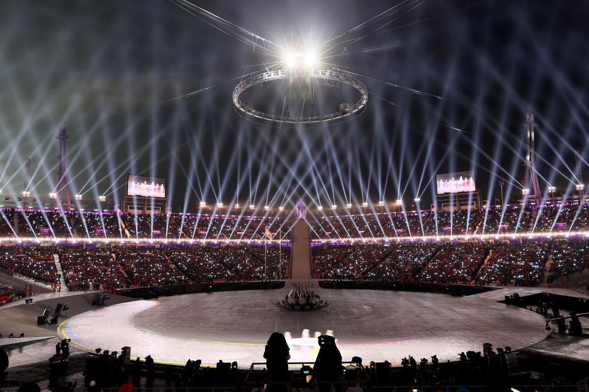 PyeongChang Olympic Stadium a stadium at night