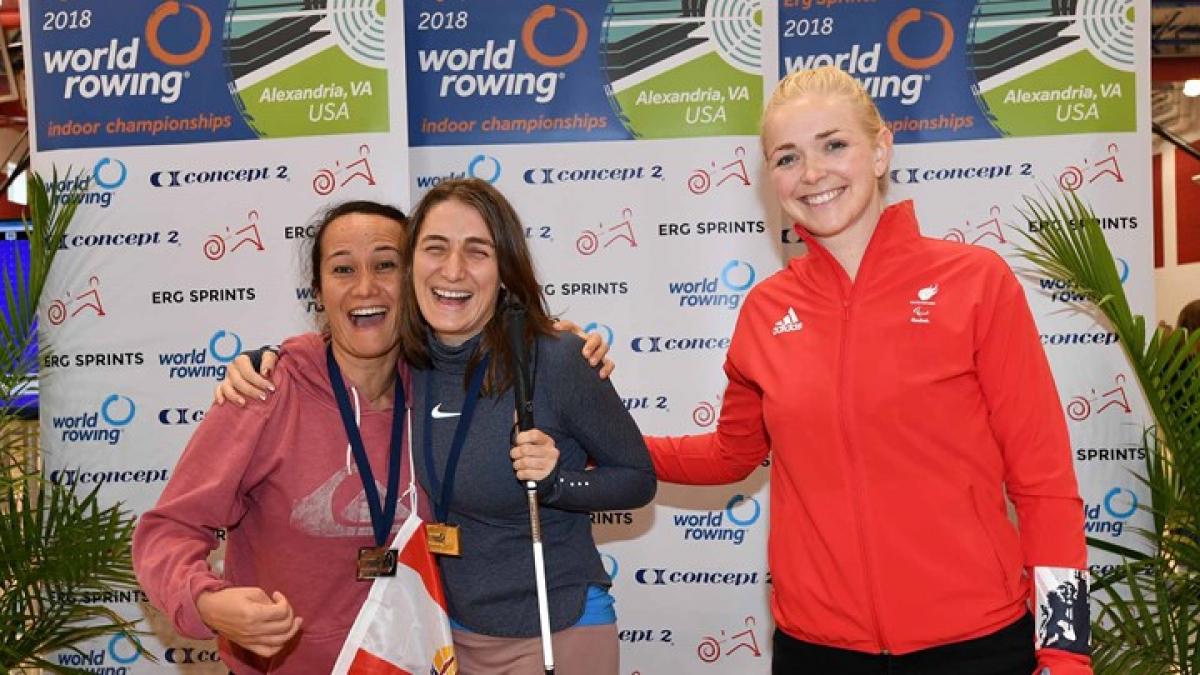 Patricia Walsh - Indoor Rowing Championships a group of female rowers celebrate
