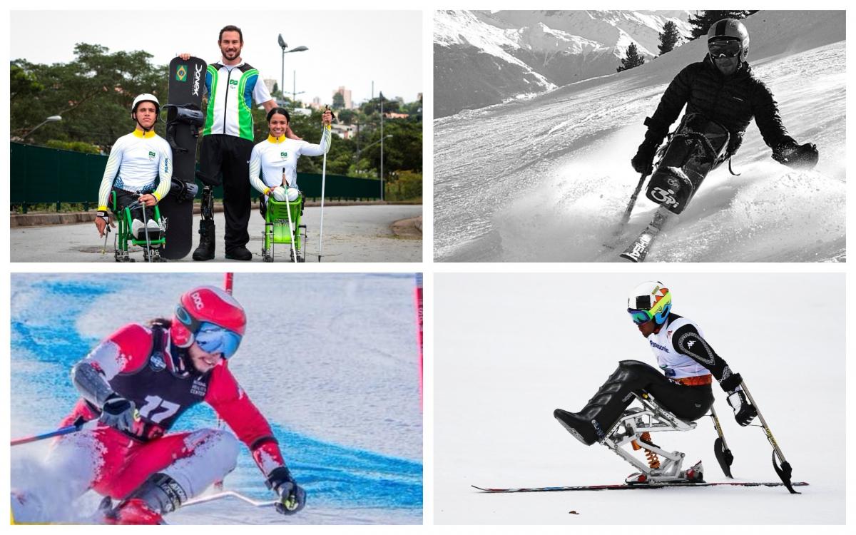 Para skiers competing on the slopes