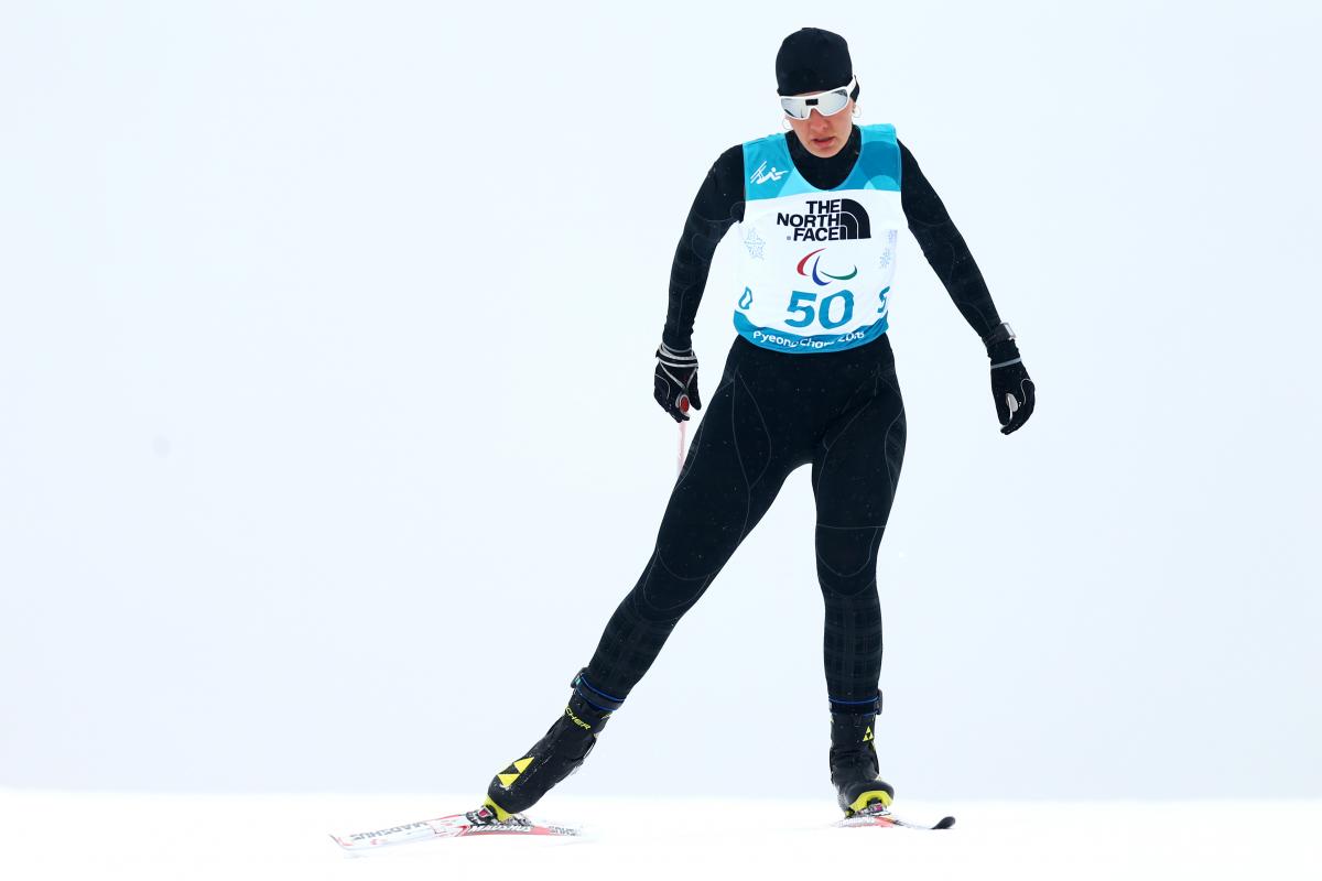 a female Para skier in a race