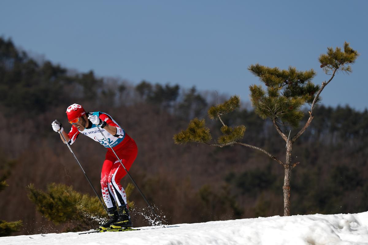 a Para cross-country skier in action