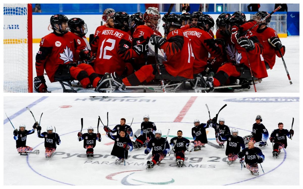 two Para ice hockey teams on the ice