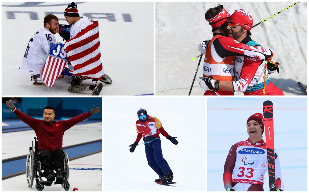 Best Male AOTM - collage five male Para athletes celebrating medal success