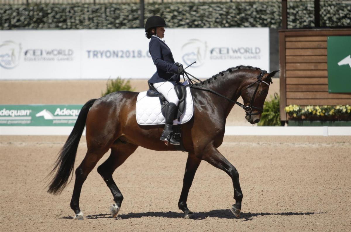 Rebecca Hart and Fortune 500 A female Para equestrian rider on her horse