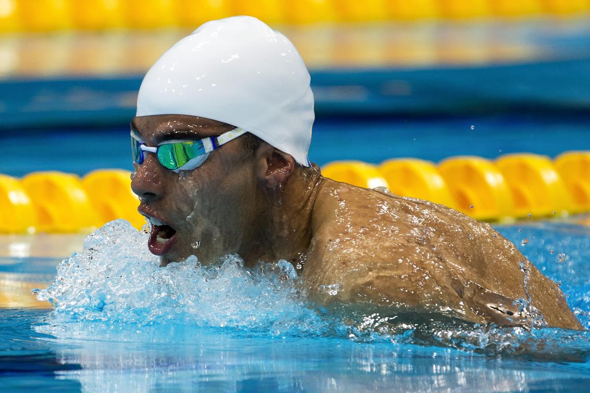 Action shot of Brazil's Daniel Dias swimming