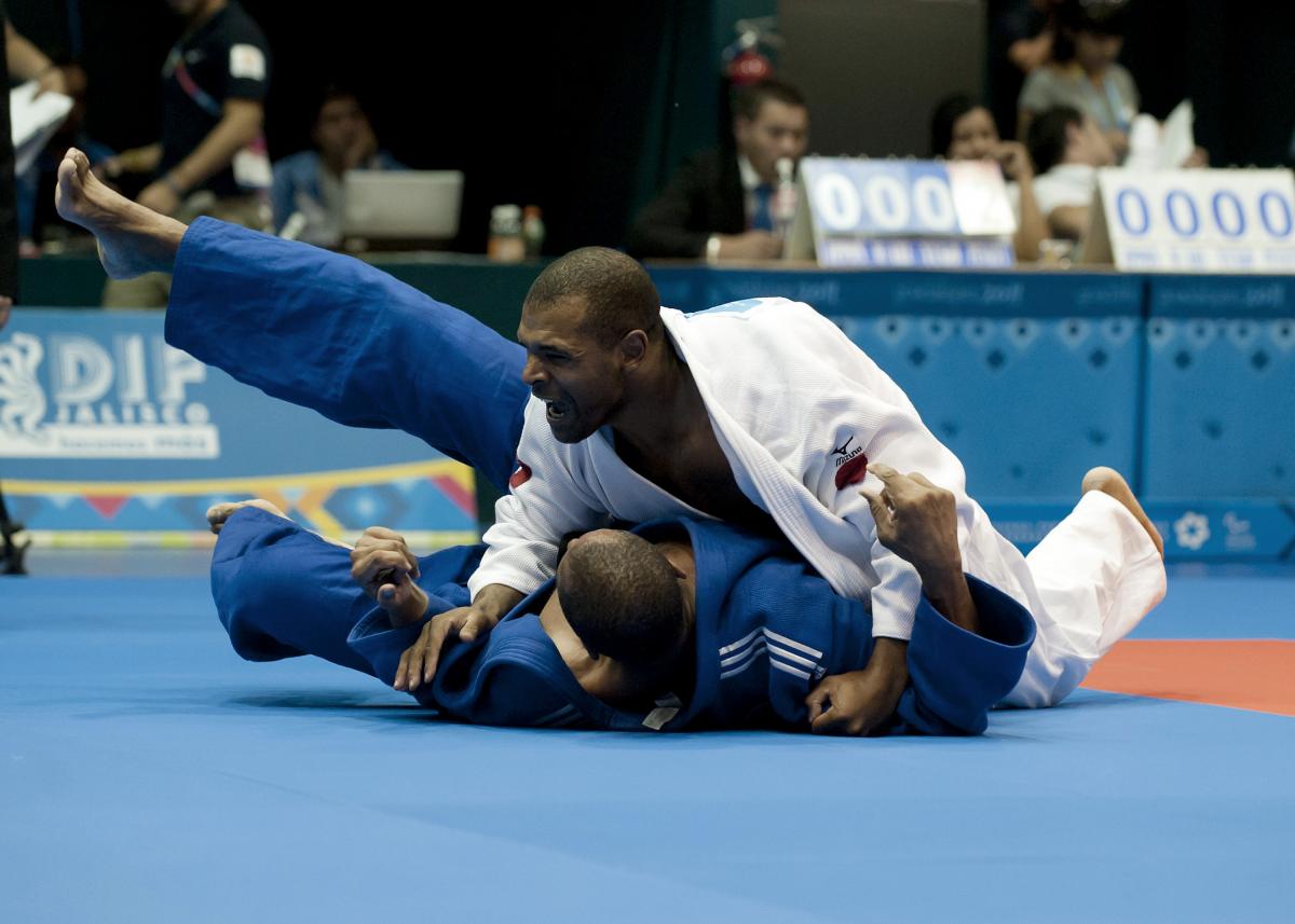 Antonio Tenorio two male judokas mid-fight