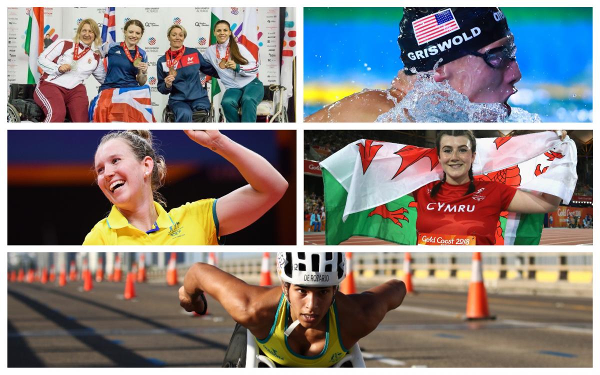 April 2018 AOTM - collage five Para athletes competing at their sports