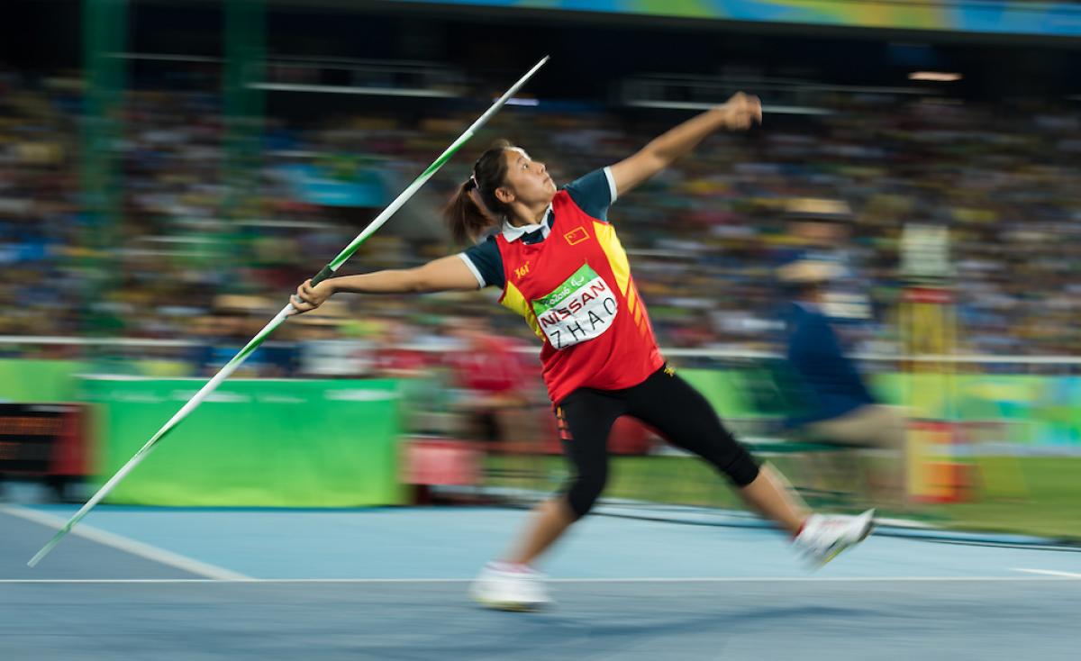 Athlete competing in javelin