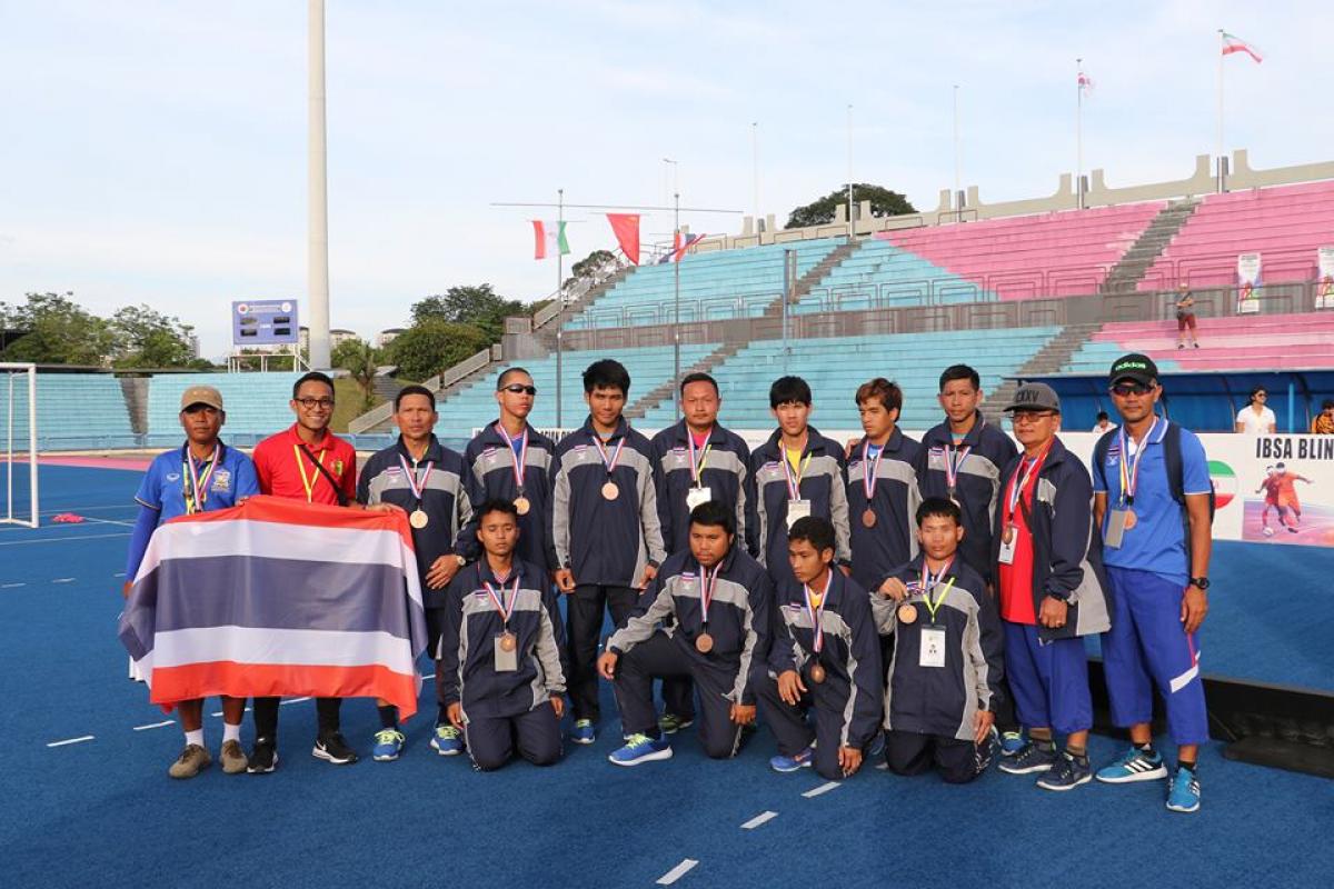 Thailand blind football a group of blind football players