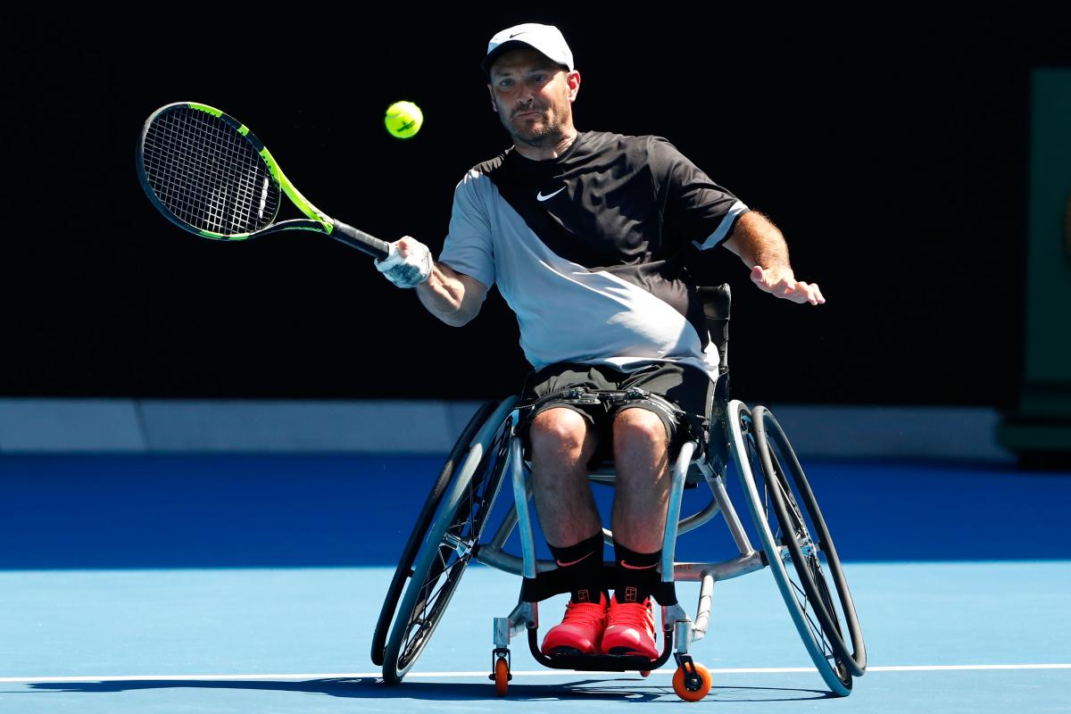 a male wheelchair tennis player