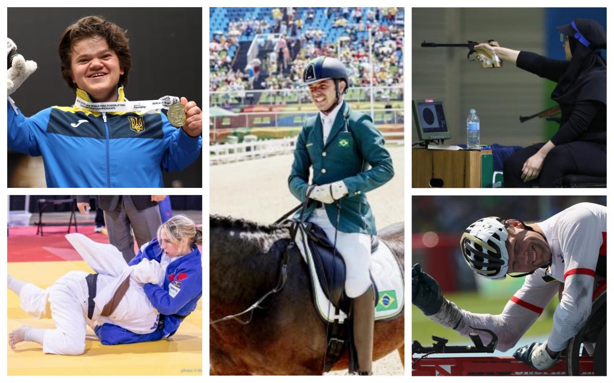 May 2018 AOTM - collage five Para athletes competing at their sports
