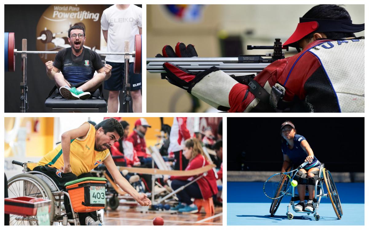 May 2018 review - collage five Para athletes competing at their sports