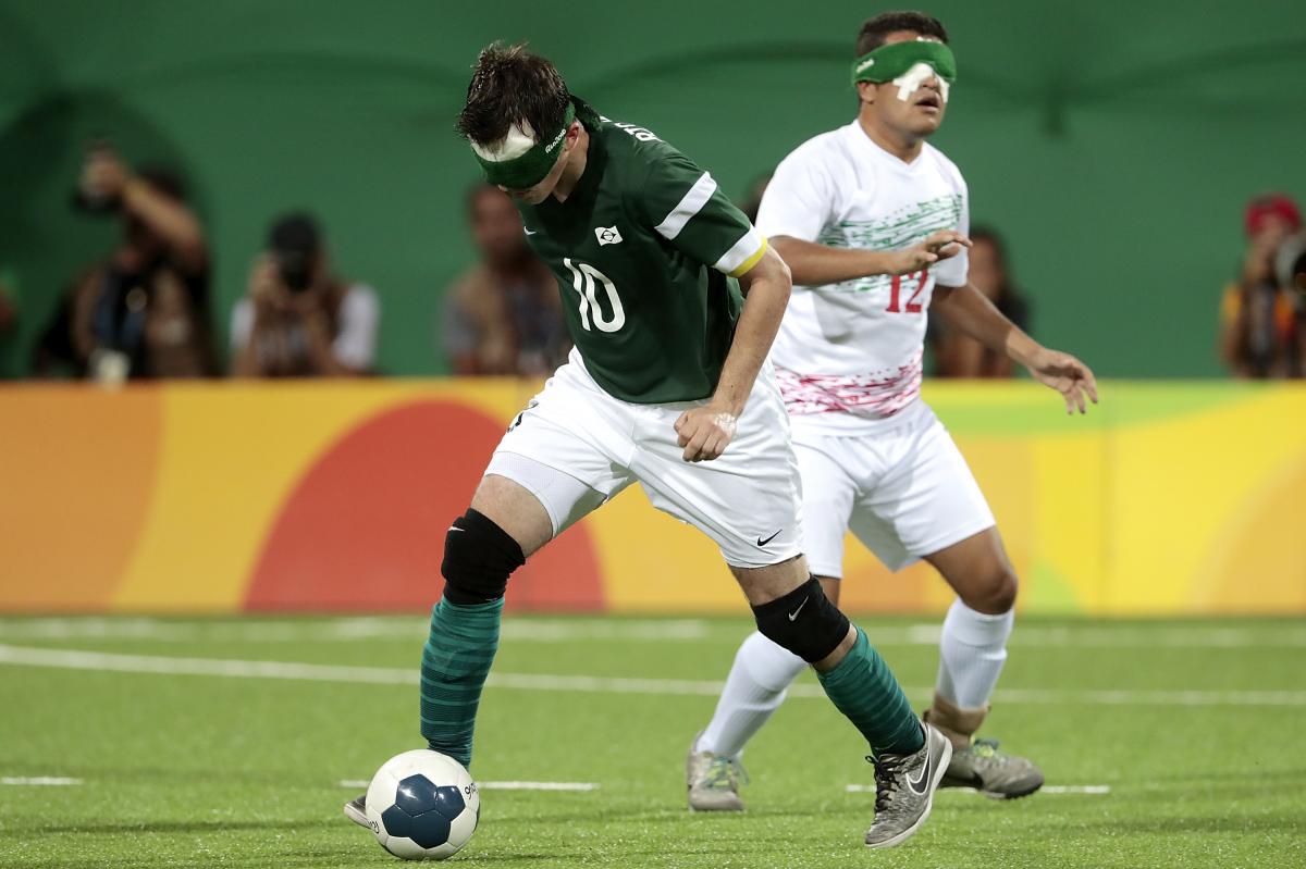 a male blind footballer