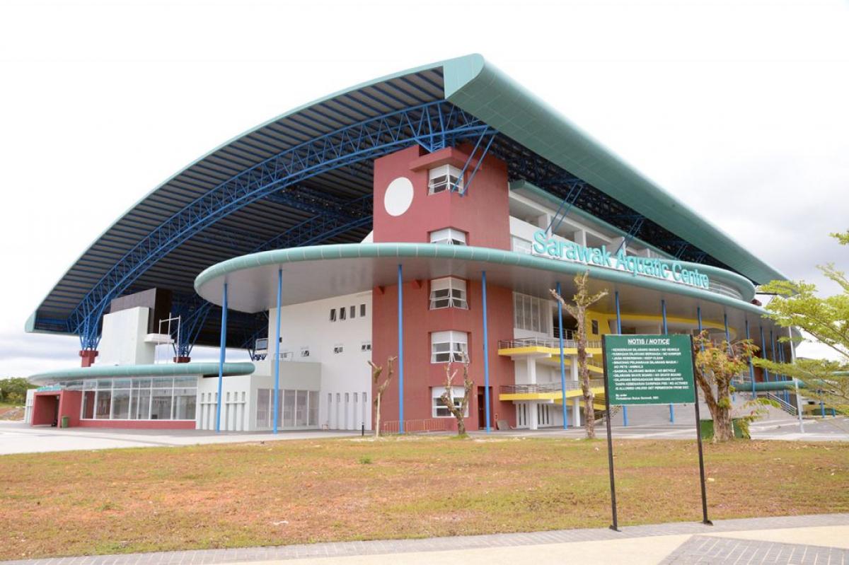 an exterior shot of the building that will host the Kuching 2019 World Para Swimming Championships