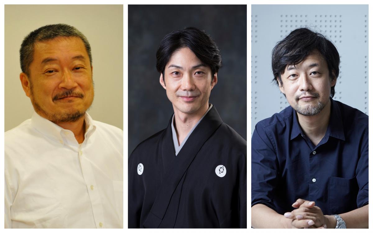 Mansai Nomura,Takashi Yamazaki, Hiroshi Sasaki all smiling for the camera