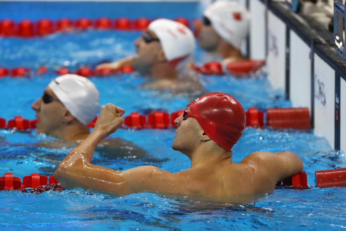 Male Para swimmer Maksym Krypak in the pool