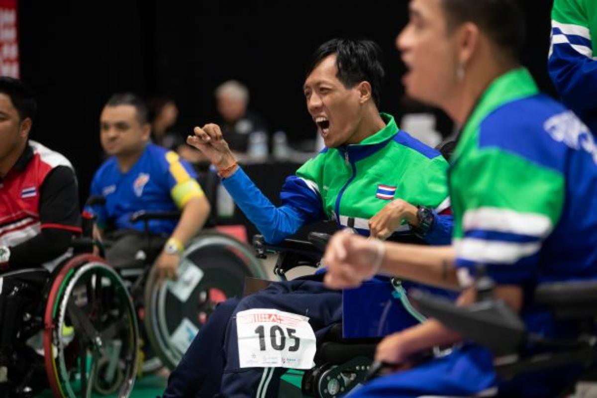 Thai boccia athlete celebrates 