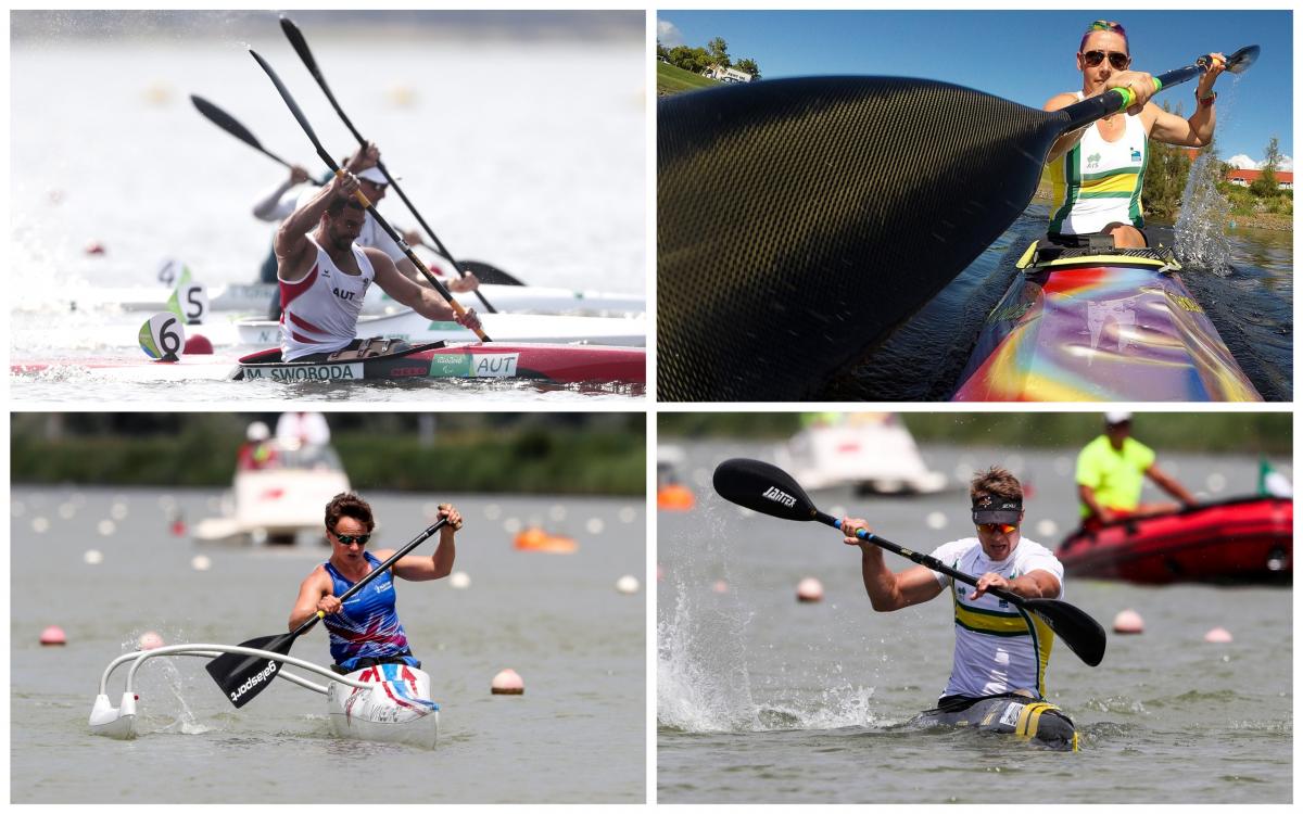 2018 Canoe Ones to Watch two male and two female Para canoeists in action on the water