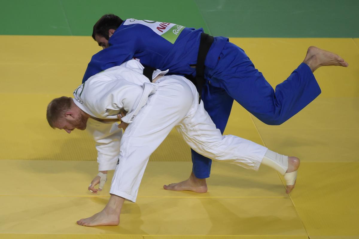 Zviad Gogotchuri Georgia's Zviad Gogotchuri battles with Ukraine's Oleksandr Nazarenko during the men's -90kg judo gold medal match at the Rio 2016 Paralympic Games.