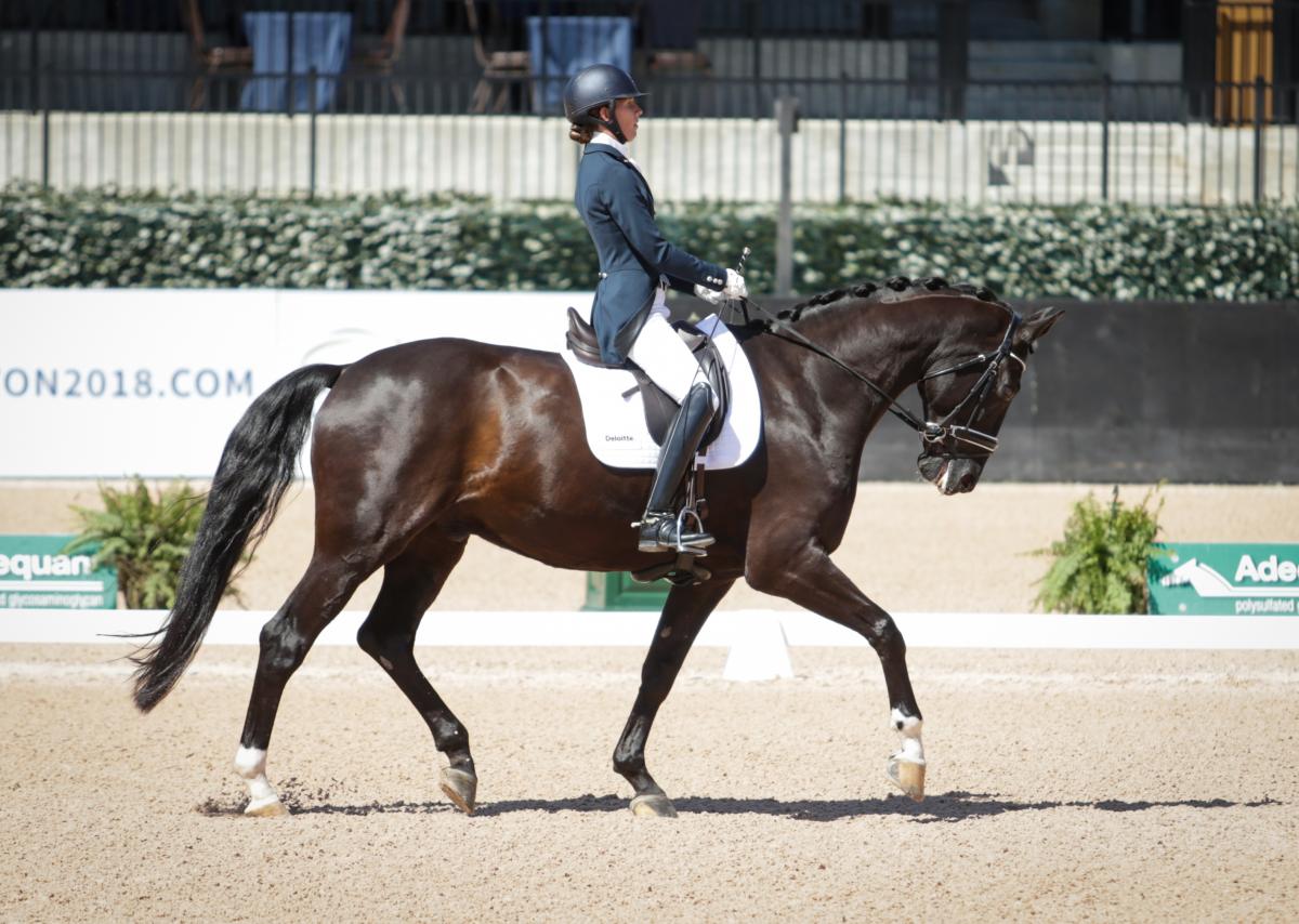 female Para equestrian rider Kate Shoemaker on her horse