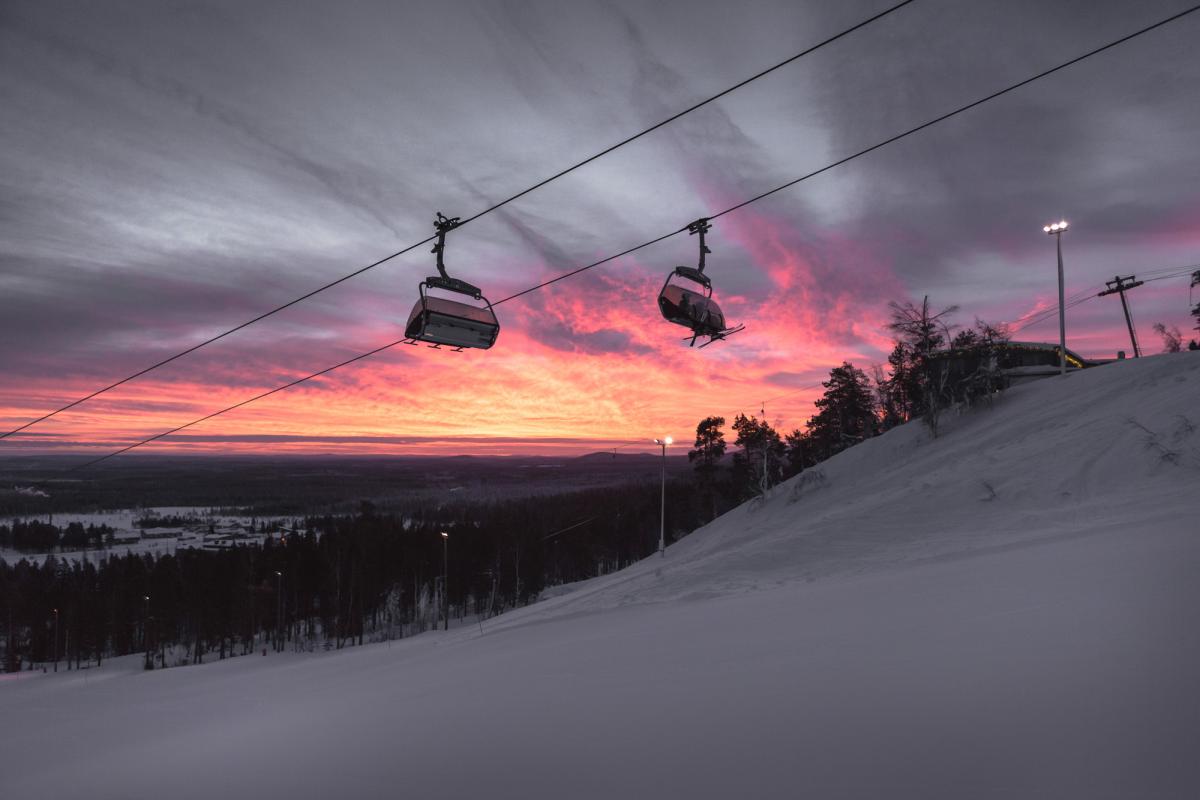 A cable car at a ski resort 