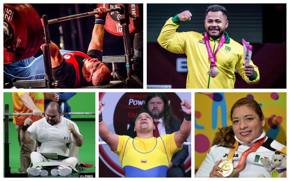 five male and female powerlifters