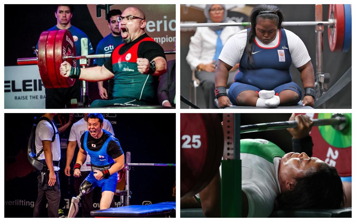 four powerlifters competing on the bar