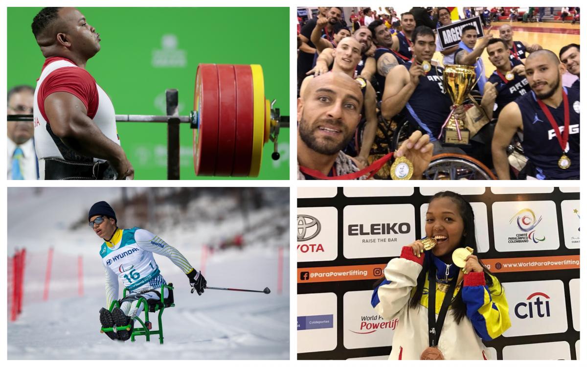 Americas AOTM - Dec 2018 four Americas Para athletes competing in powerlifting, Nordic skiing and wheelchair basketball